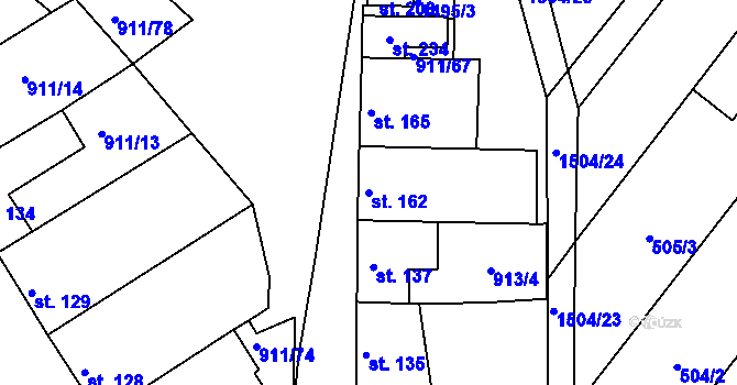 Parcela st. 162 v KÚ Maršovice, Katastrální mapa