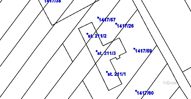 Parcela st. 211 v KÚ Maršovice, Katastrální mapa