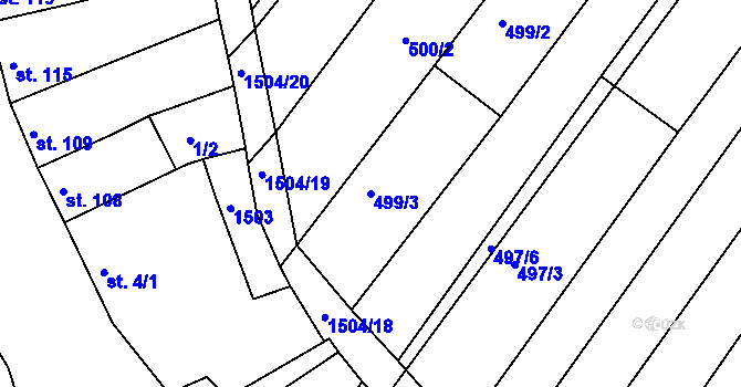 Parcela st. 499/3 v KÚ Maršovice, Katastrální mapa