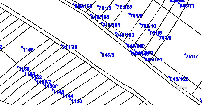 Parcela st. 845/5 v KÚ Maršovice, Katastrální mapa