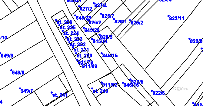 Parcela st. 845/15 v KÚ Maršovice, Katastrální mapa