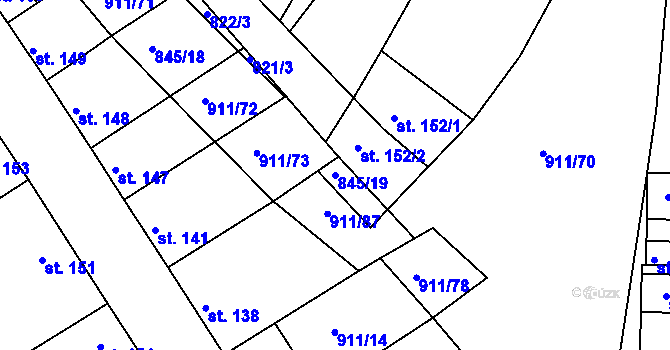 Parcela st. 845/19 v KÚ Maršovice, Katastrální mapa