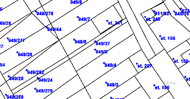Parcela st. 949/5 v KÚ Maršovice, Katastrální mapa