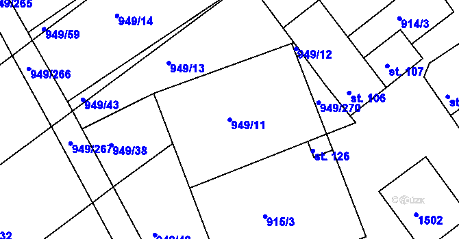 Parcela st. 949/11 v KÚ Maršovice, Katastrální mapa