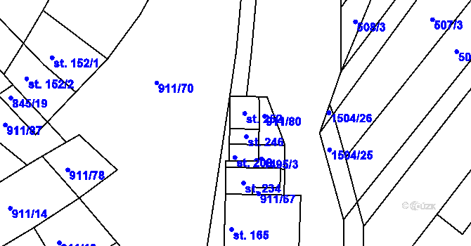 Parcela st. 911/77 v KÚ Maršovice, Katastrální mapa