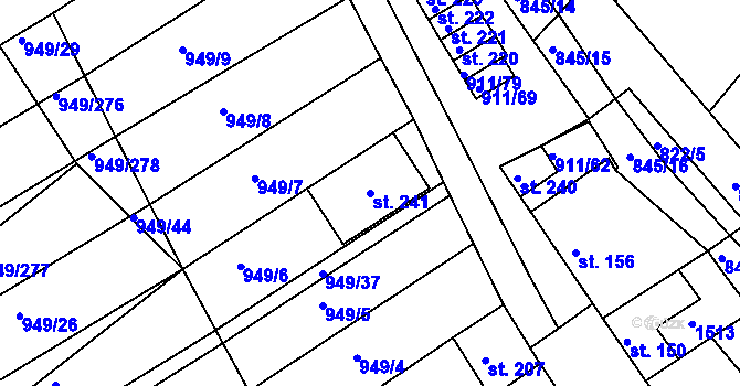 Parcela st. 241 v KÚ Maršovice, Katastrální mapa