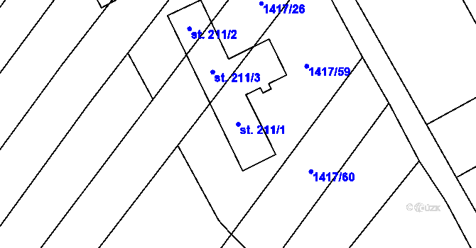 Parcela st. 211/1 v KÚ Maršovice, Katastrální mapa