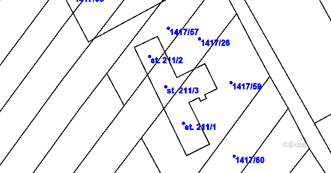 Parcela st. 211/3 v KÚ Maršovice, Katastrální mapa