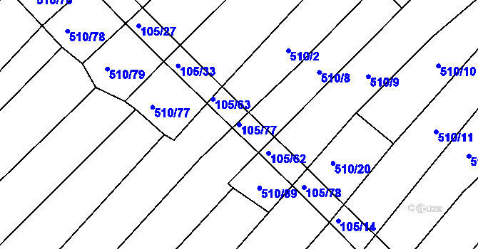 Parcela st. 105/77 v KÚ Maršovice, Katastrální mapa