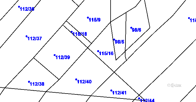 Parcela st. 115/16 v KÚ Maršovice, Katastrální mapa