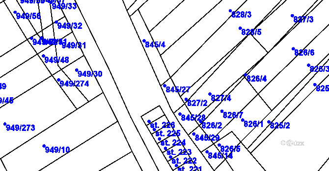 Parcela st. 845/27 v KÚ Maršovice, Katastrální mapa