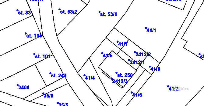 Parcela st. 41/5 v KÚ Maršovice, Katastrální mapa