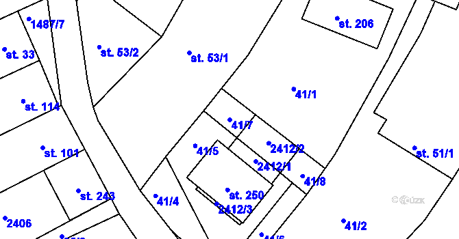 Parcela st. 41/7 v KÚ Maršovice, Katastrální mapa