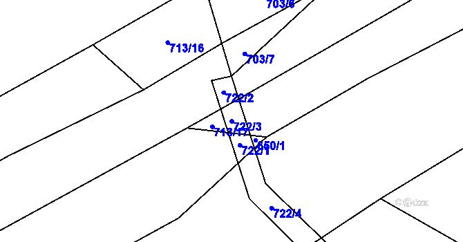 Parcela st. 722/3 v KÚ Jeznice, Katastrální mapa