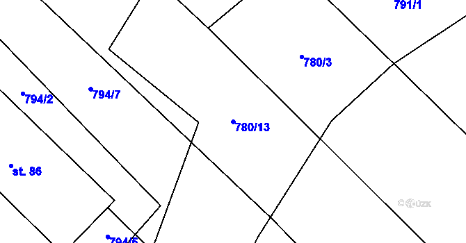Parcela st. 780/13 v KÚ Jeznice, Katastrální mapa
