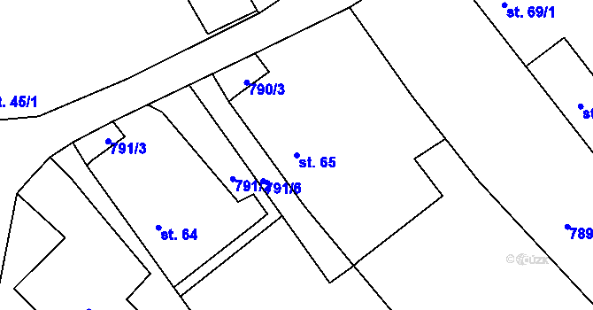 Parcela st. 65 v KÚ Jeznice, Katastrální mapa