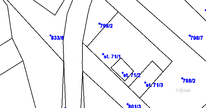 Parcela st. 71/1 v KÚ Jeznice, Katastrální mapa