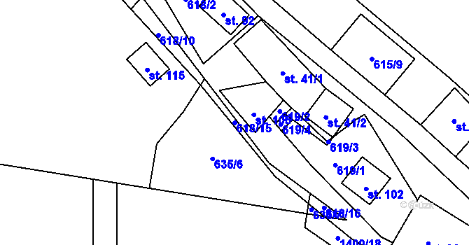 Parcela st. 618/15 v KÚ Jeznice, Katastrální mapa