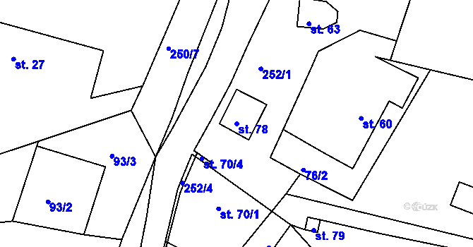 Parcela st. 78 v KÚ Ježkovice, Katastrální mapa