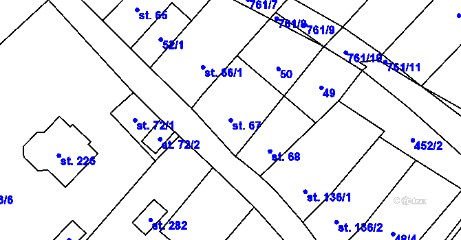 Parcela st. 67 v KÚ Ježkovice na Moravě, Katastrální mapa