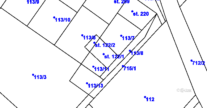 Parcela st. 122/1 v KÚ Ježkovice na Moravě, Katastrální mapa