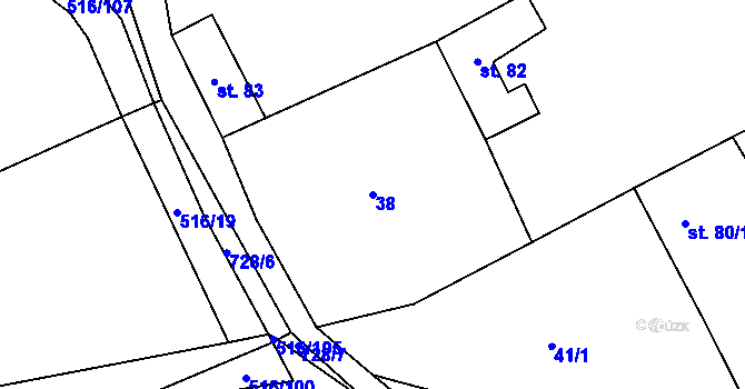 Parcela st. 38 v KÚ Ježkovice na Moravě, Katastrální mapa