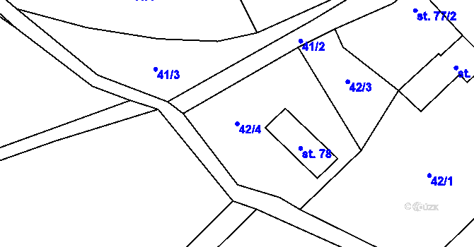 Parcela st. 42/4 v KÚ Ježkovice na Moravě, Katastrální mapa