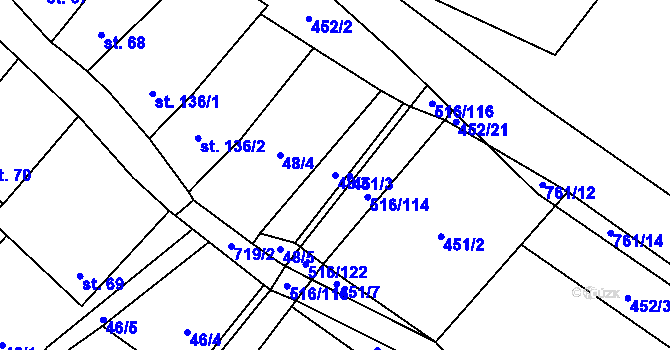 Parcela st. 48/3 v KÚ Ježkovice na Moravě, Katastrální mapa