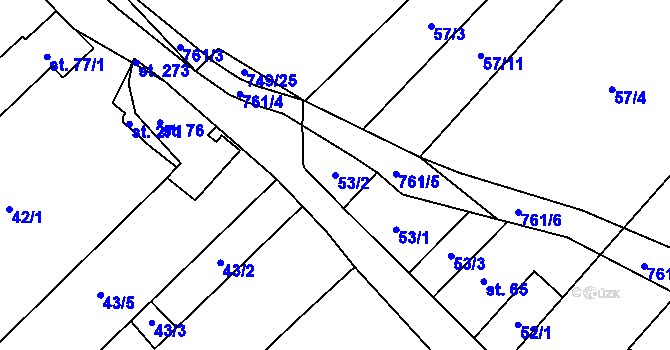 Parcela st. 53/2 v KÚ Ježkovice na Moravě, Katastrální mapa
