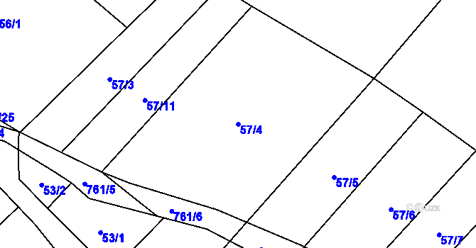 Parcela st. 57/4 v KÚ Ježkovice na Moravě, Katastrální mapa