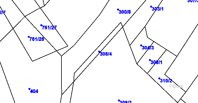 Parcela st. 308/4 v KÚ Ježkovice na Moravě, Katastrální mapa