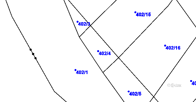 Parcela st. 402/4 v KÚ Ježkovice na Moravě, Katastrální mapa