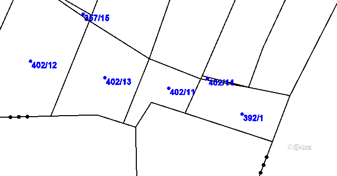 Parcela st. 402/11 v KÚ Ježkovice na Moravě, Katastrální mapa