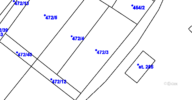 Parcela st. 472/3 v KÚ Ježkovice na Moravě, Katastrální mapa