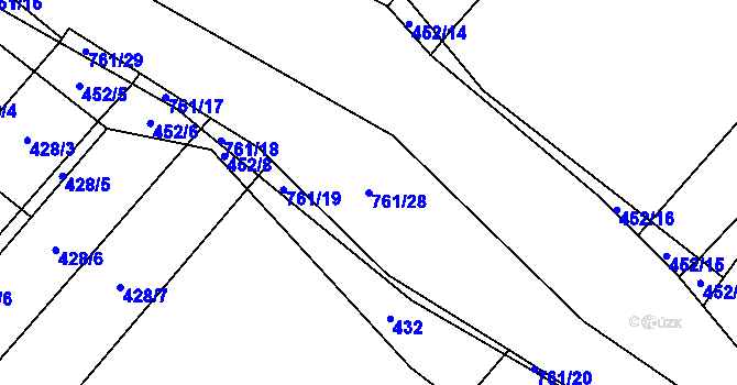 Parcela st. 761/28 v KÚ Ježkovice na Moravě, Katastrální mapa