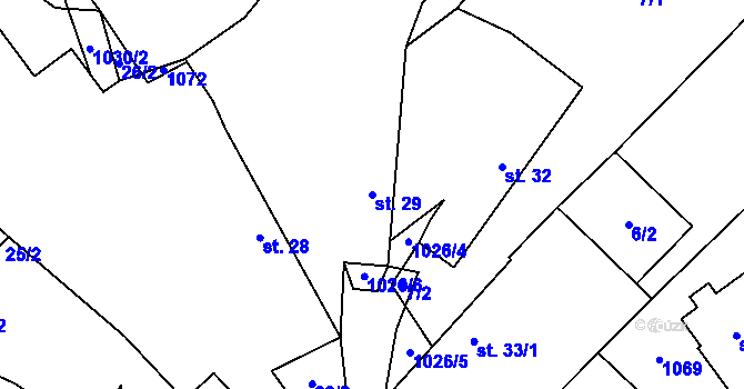 Parcela st. 29 v KÚ Ježov nad Želivkou, Katastrální mapa