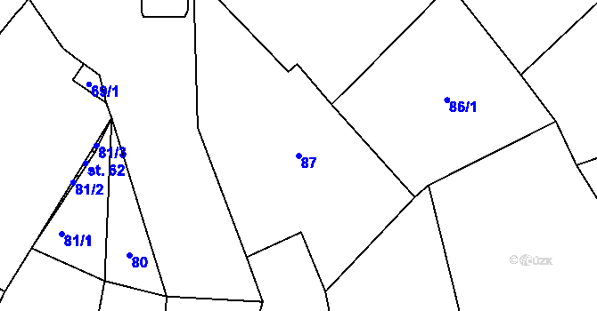 Parcela st. 87 v KÚ Ježov nad Želivkou, Katastrální mapa