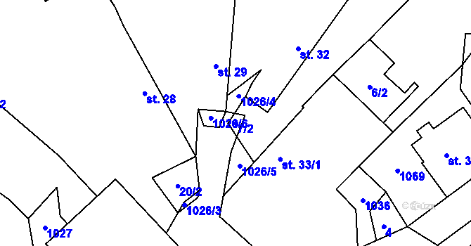 Parcela st. 7/2 v KÚ Ježov nad Želivkou, Katastrální mapa