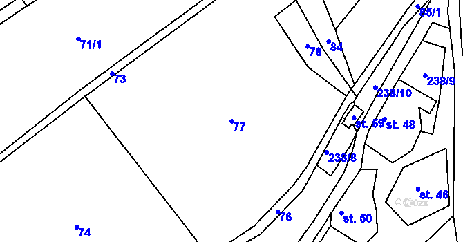 Parcela st. 77 v KÚ Ježov nad Želivkou, Katastrální mapa