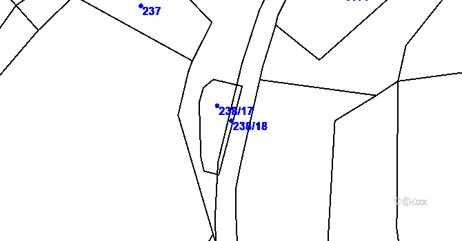 Parcela st. 238/18 v KÚ Ježov nad Želivkou, Katastrální mapa