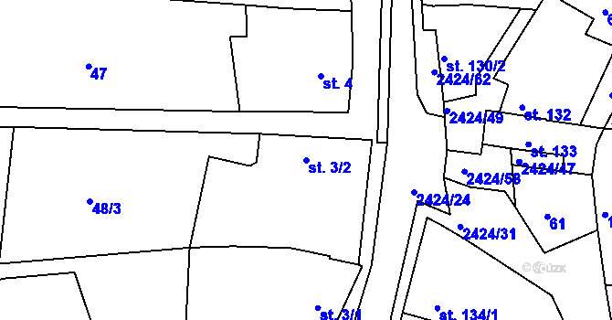 Parcela st. 3/2 v KÚ Ježov, Katastrální mapa