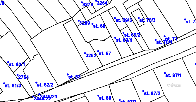 Parcela st. 67 v KÚ Ježov, Katastrální mapa