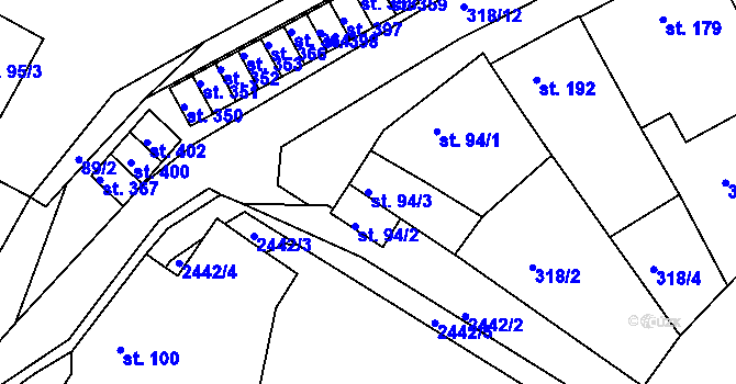 Parcela st. 94/3 v KÚ Ježov, Katastrální mapa