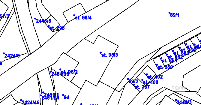 Parcela st. 95/3 v KÚ Ježov, Katastrální mapa