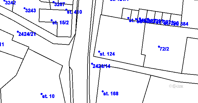 Parcela st. 124 v KÚ Ježov, Katastrální mapa