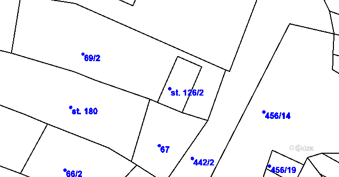 Parcela st. 126/2 v KÚ Ježov, Katastrální mapa