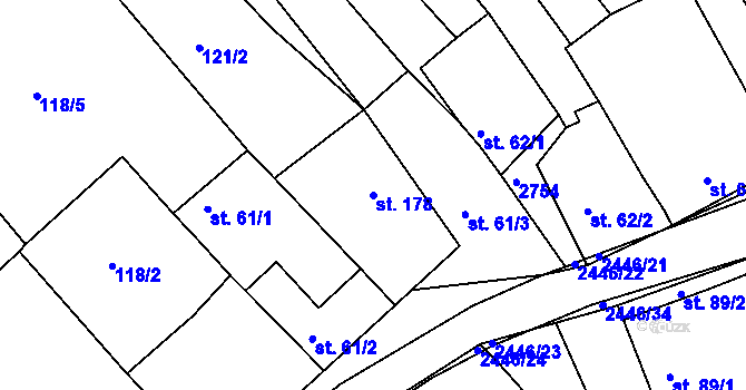Parcela st. 178 v KÚ Ježov, Katastrální mapa