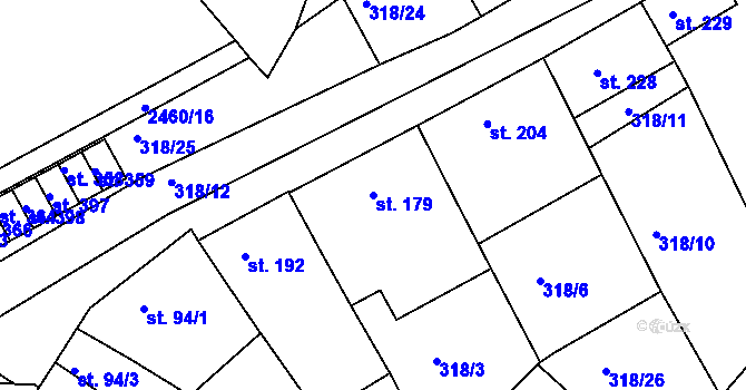 Parcela st. 179 v KÚ Ježov, Katastrální mapa