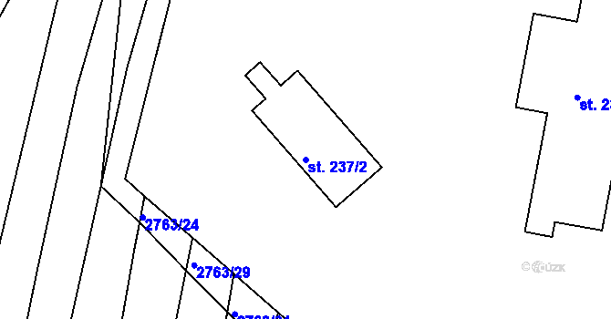 Parcela st. 237/2 v KÚ Ježov, Katastrální mapa
