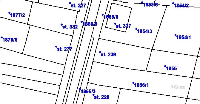 Parcela st. 239 v KÚ Ježov, Katastrální mapa